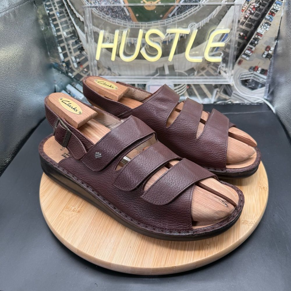 Finn Comfort Sylt Sandals Men 45 Leather Triple Strap Slingback Made in Germany